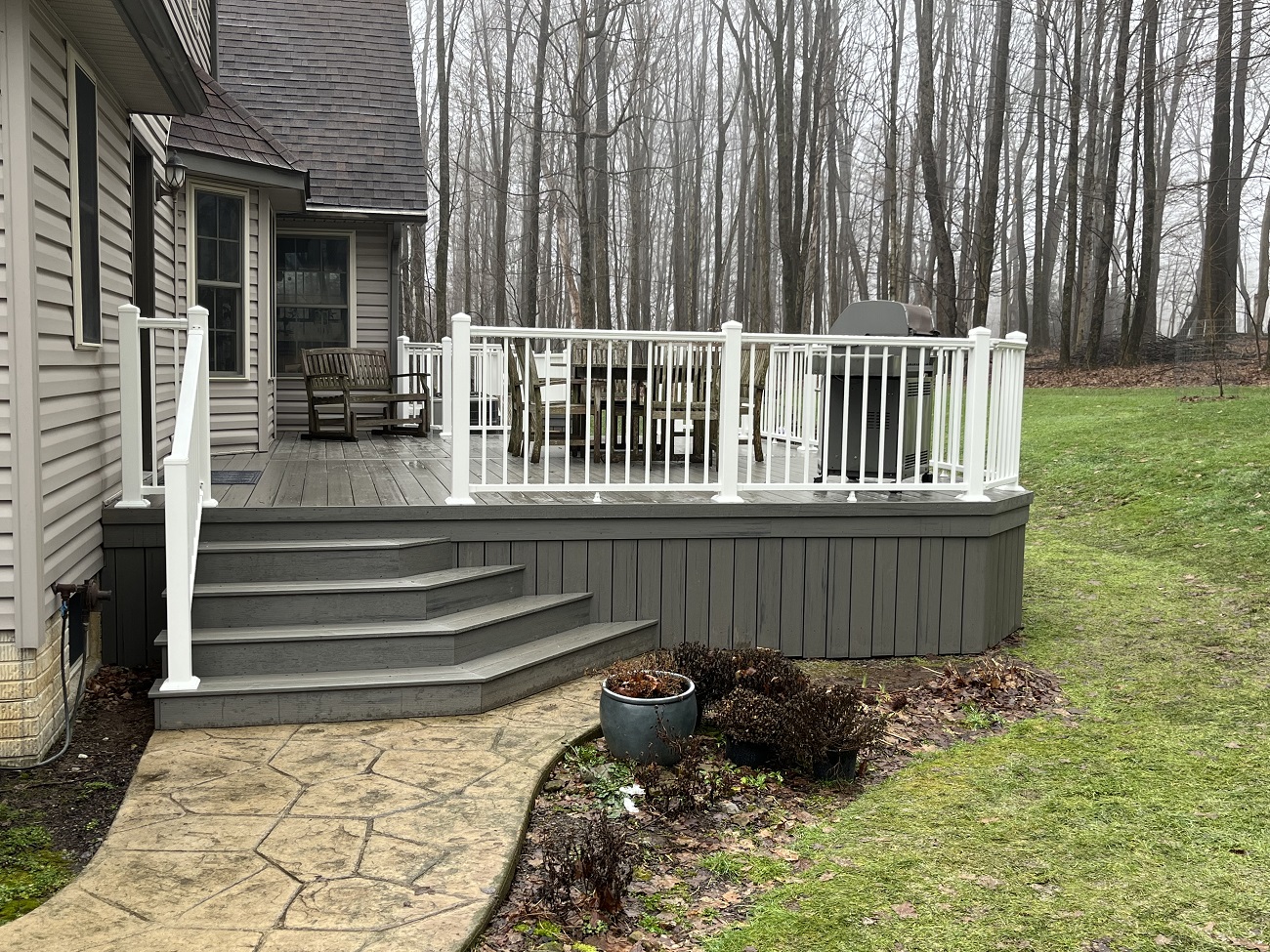 Back Deck Stairs and Patio Walkway