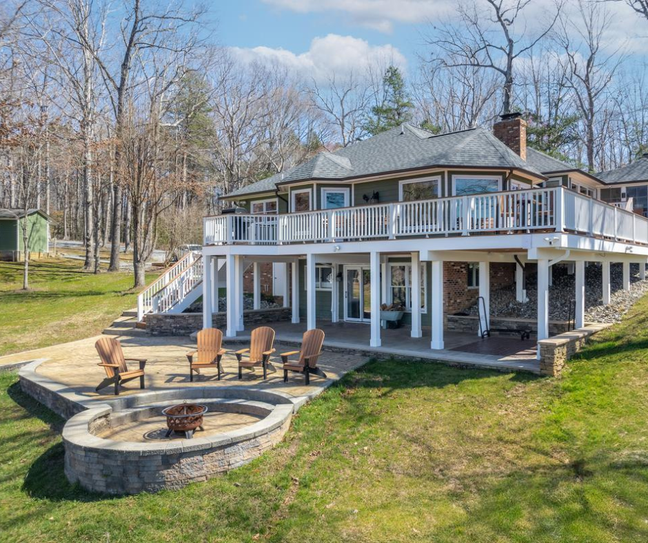 white deck on the back of a house