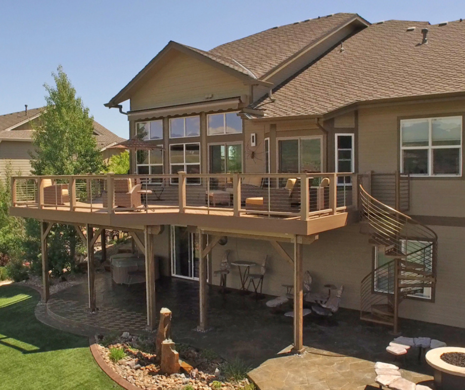wooden deck on the back of a house