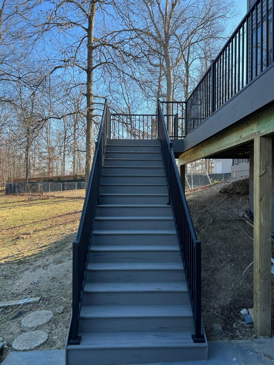 black Westbury aluminum railing with stairs