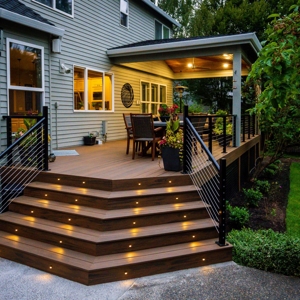Cascading Deck Stairs with Step Lighting