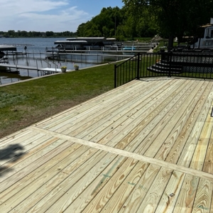 wood deck on the lake