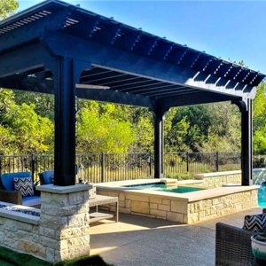 Pergola with Stone Columns At the Base