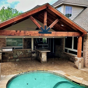 Wood Pavilion with Stone Based Pillars
