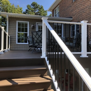 White Vinyl Deck Railing With Black Aluminum Pickets