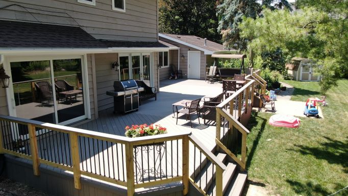 TimberTech Deck with Wooden Rails