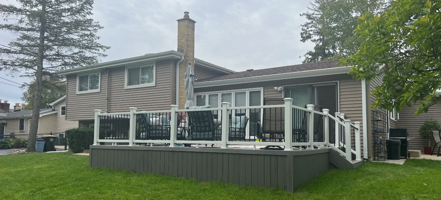 TimberTech Deck with white rails in Arlington Heights