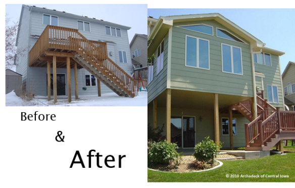 Before and after image of a sunroom