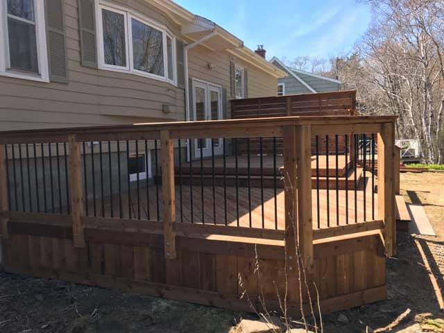 Side view of outdoor patio deck