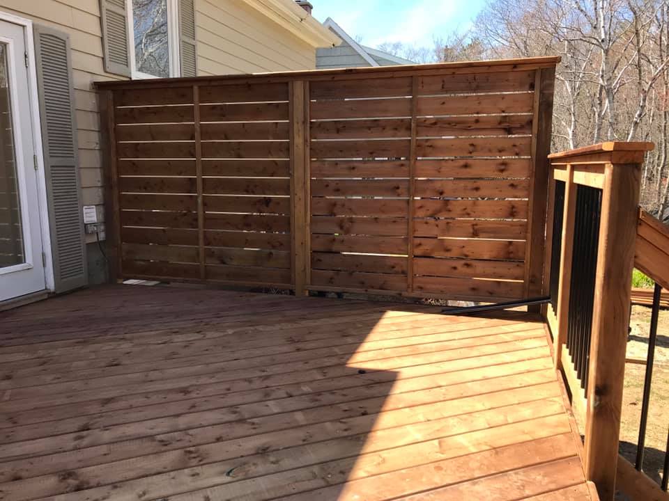 Outdoor patio deck with wooden finish