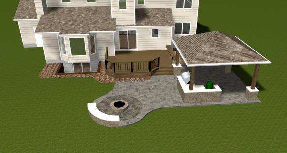 Rendering of deck and covered patio
