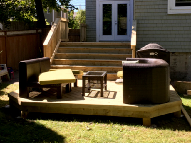 Wooden outdoor patio deck