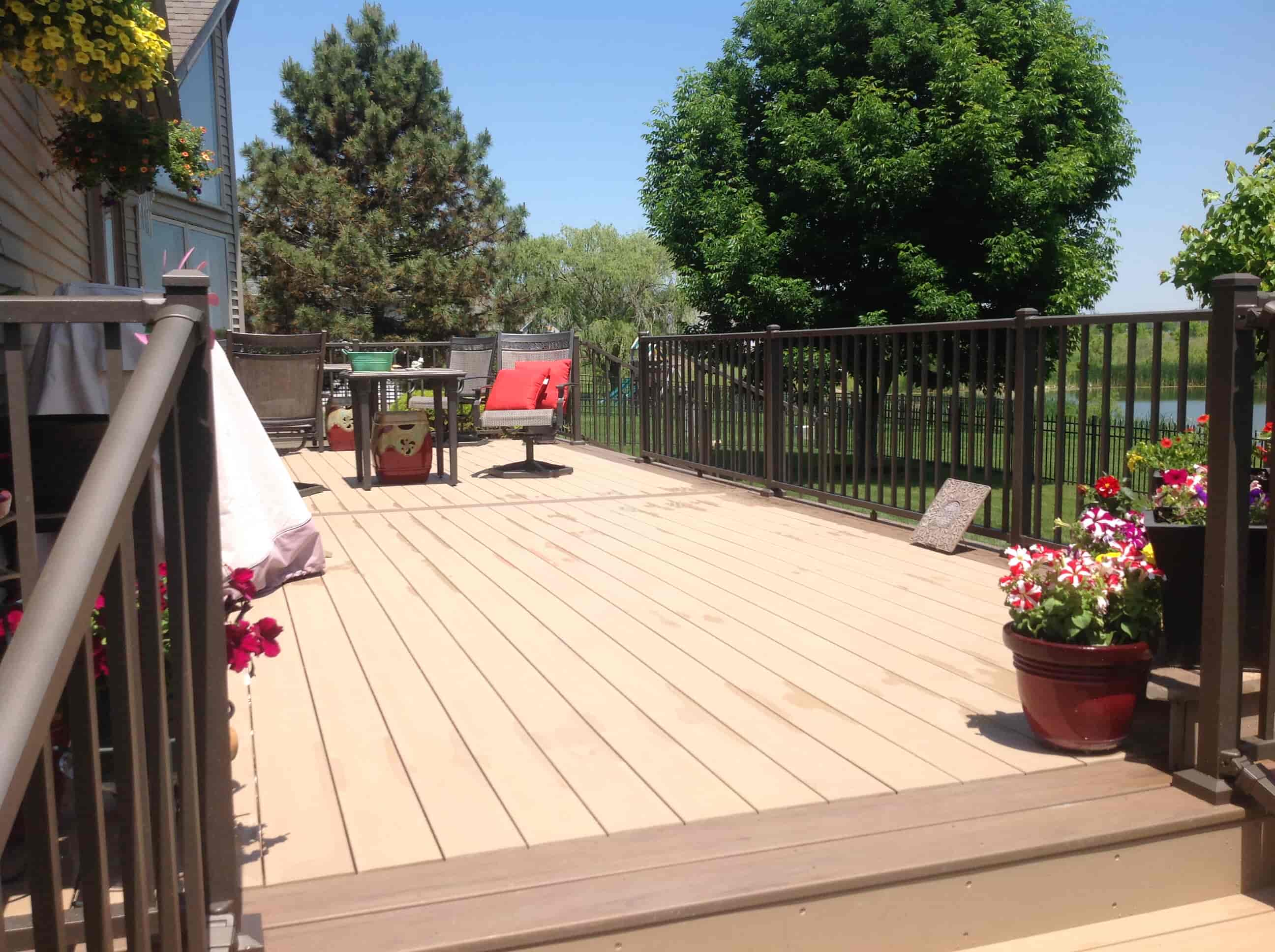 wooden deck with furniture