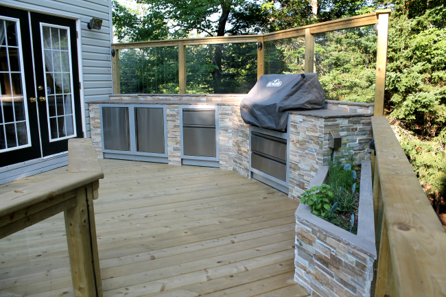 Outdoor patio deck with kitchen