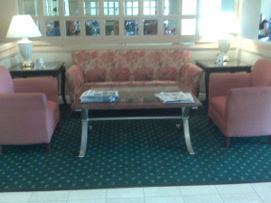hotel lobby with tight fitting furniture