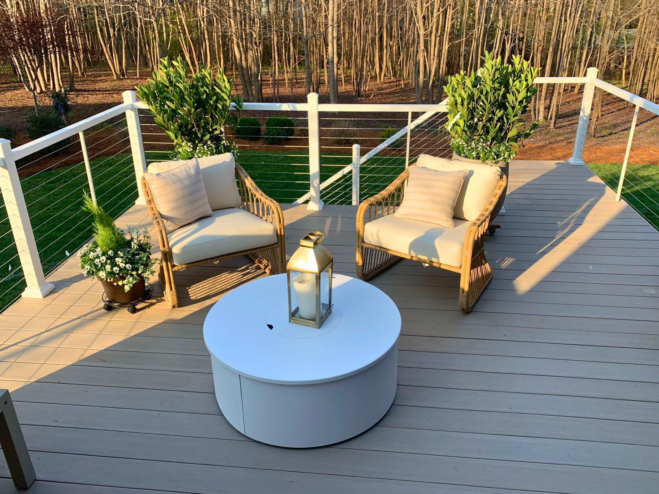 Composite deck with cable rails in Rock Hill by Archadeck.