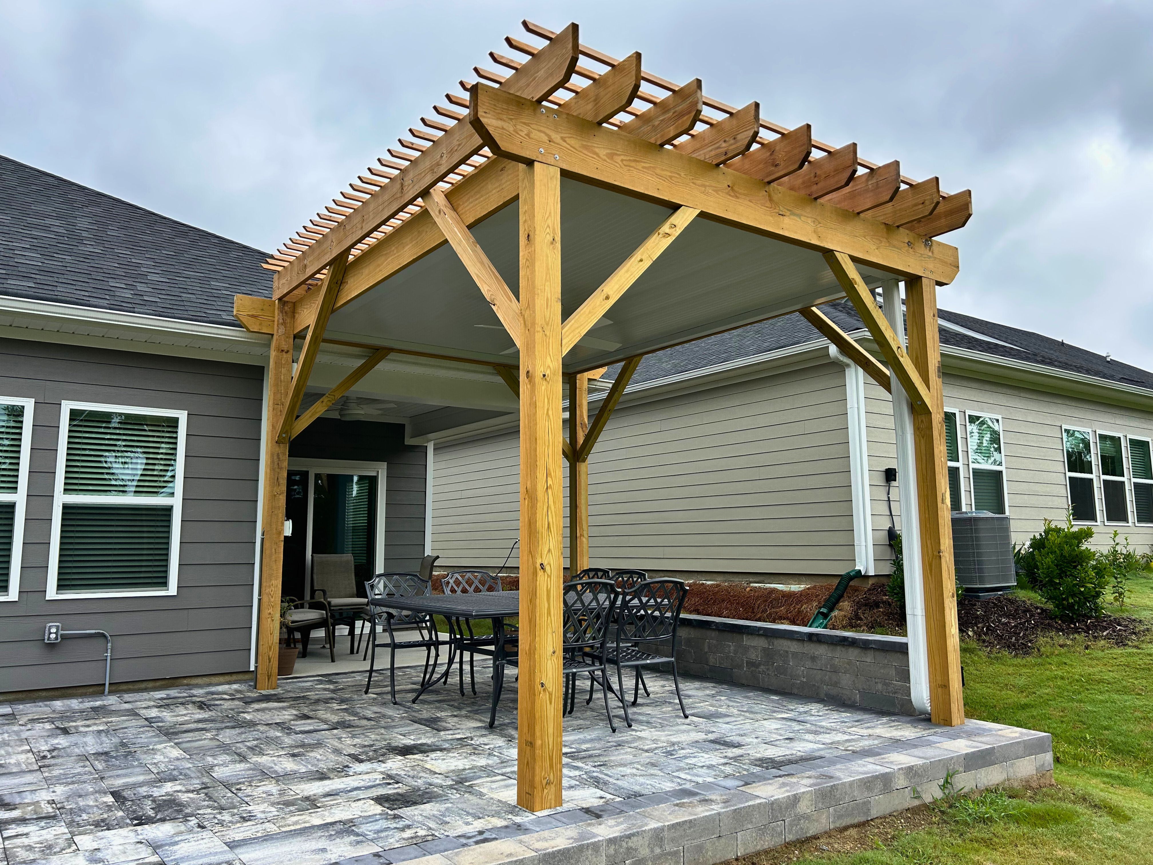 Custom paver patio and pergola in Lincoln County, NC.