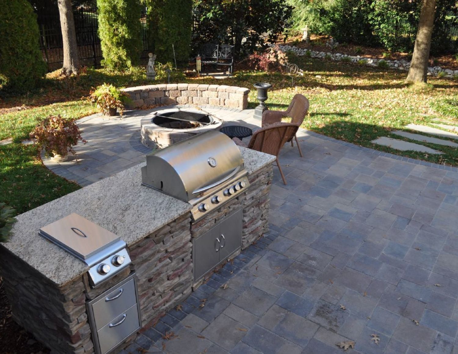 whitestown outdoor kitchen with granite countertop stainless steel appliances