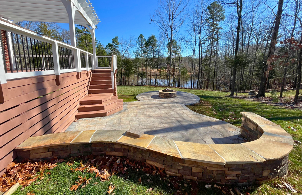 Patio with firepit in Concord, NC
