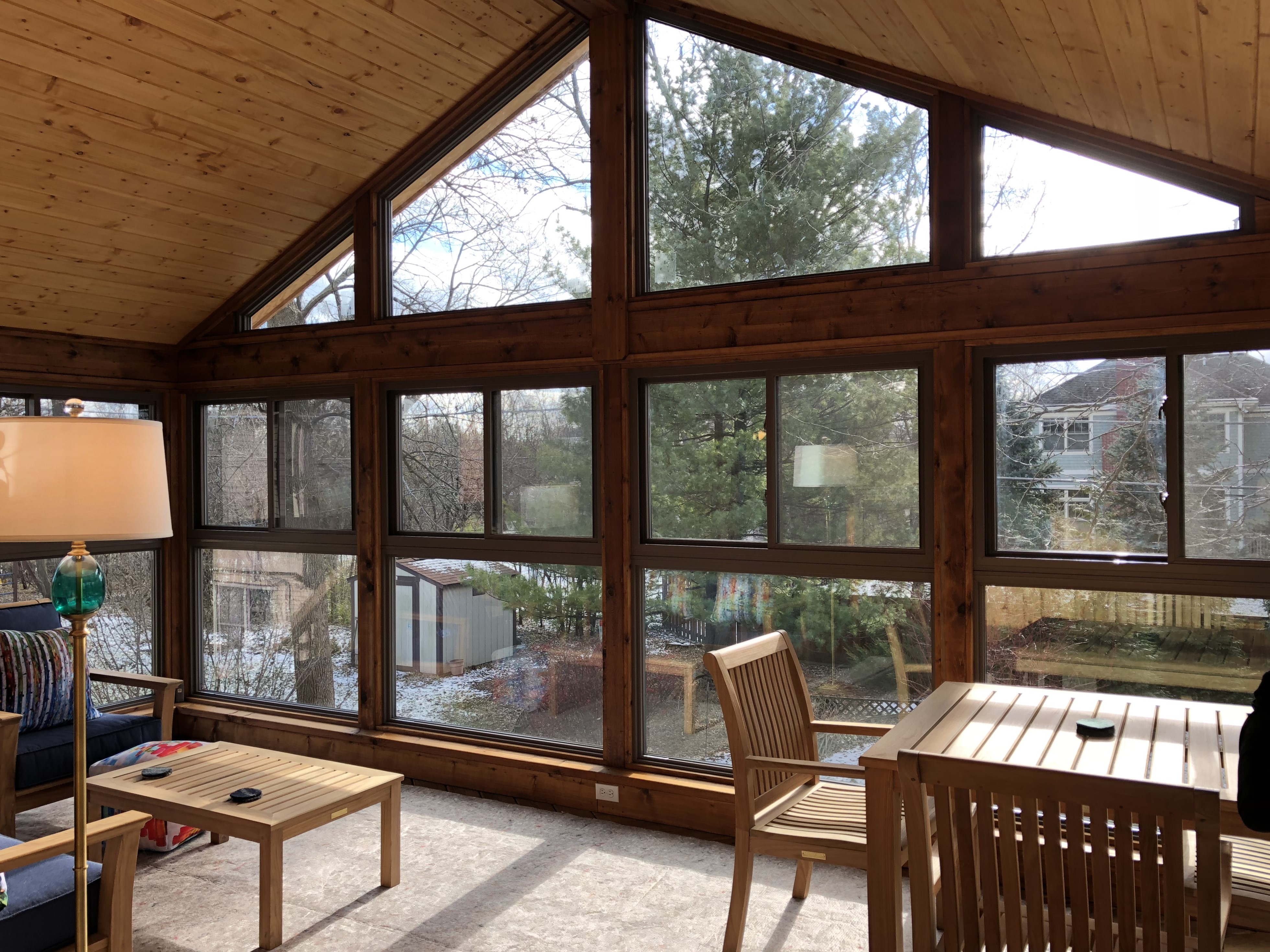 Custom sunroom with full glass windows in plainfield,IL by sunroom contractor, archadeck of chicagoland-naperville.
