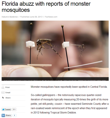 article screenshot about monster mosquitoes
