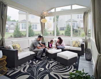 screened porch with family 