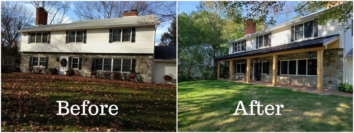 Before and after front porch