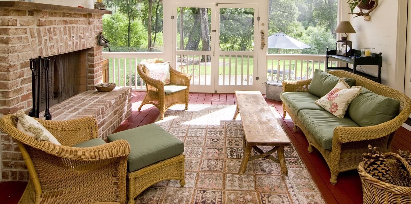 Screened porch and deck with custom picket