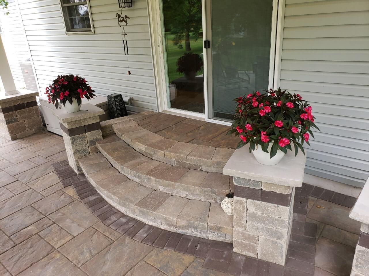 Custom covered patio curved steps