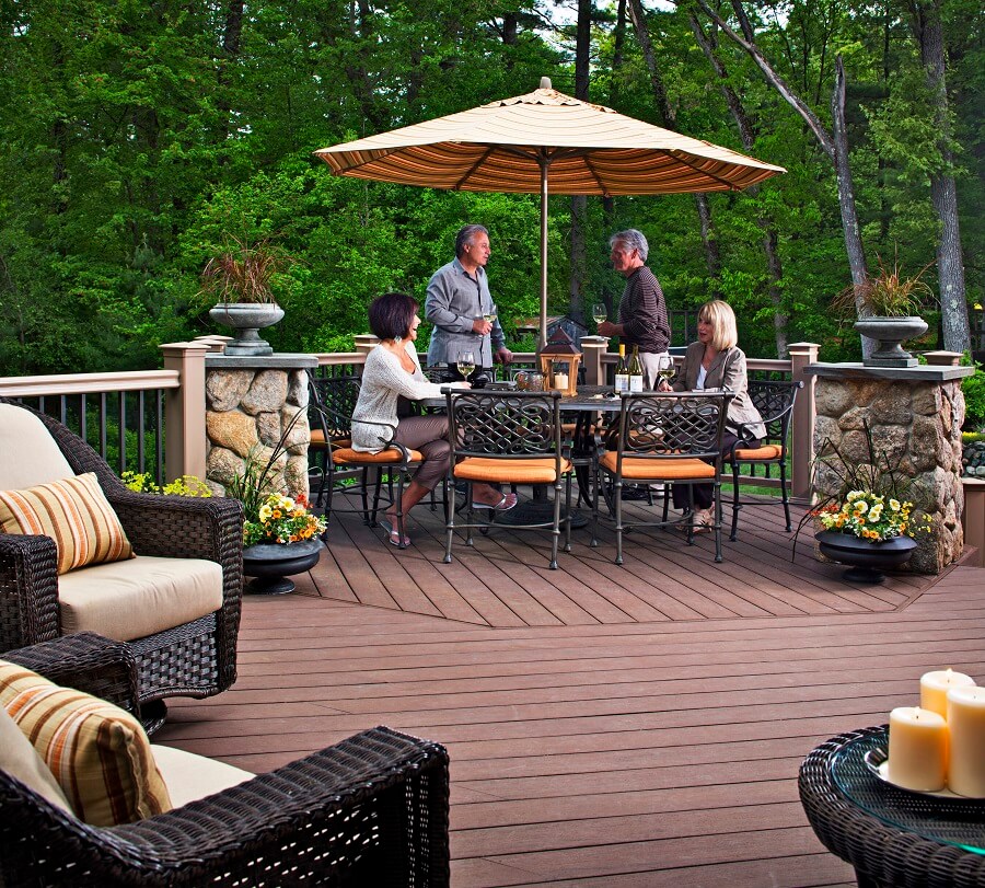 open deck with friends dining out