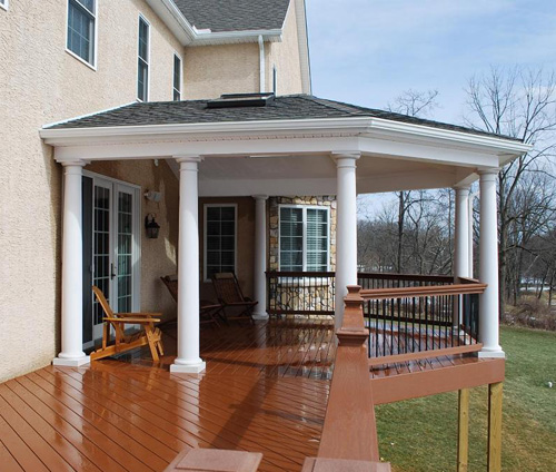 Open porch and deck combination.