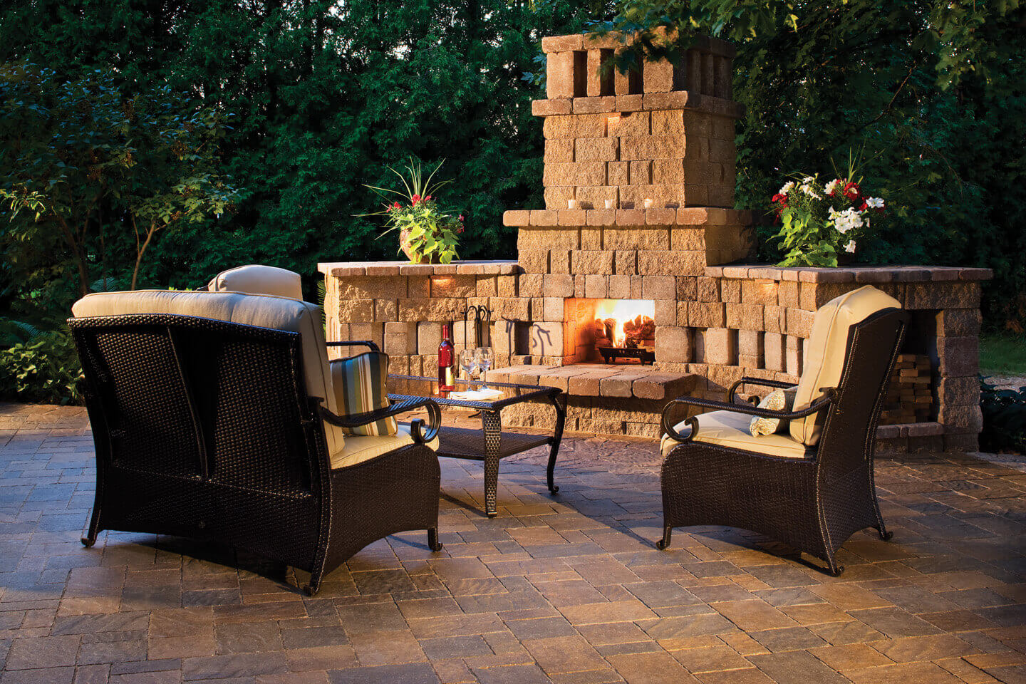 Patio and fireplace