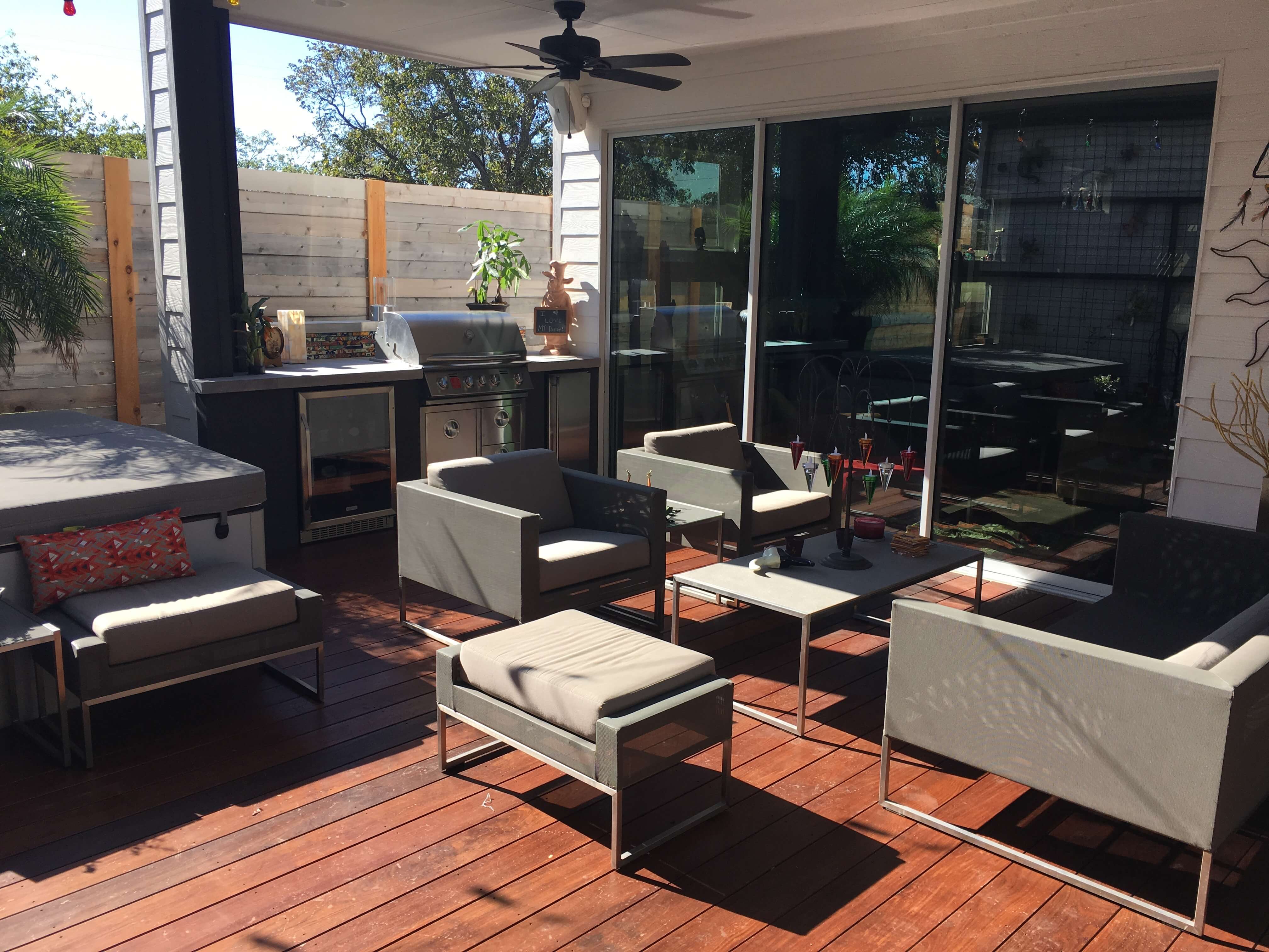 Patio seating area and barbeque