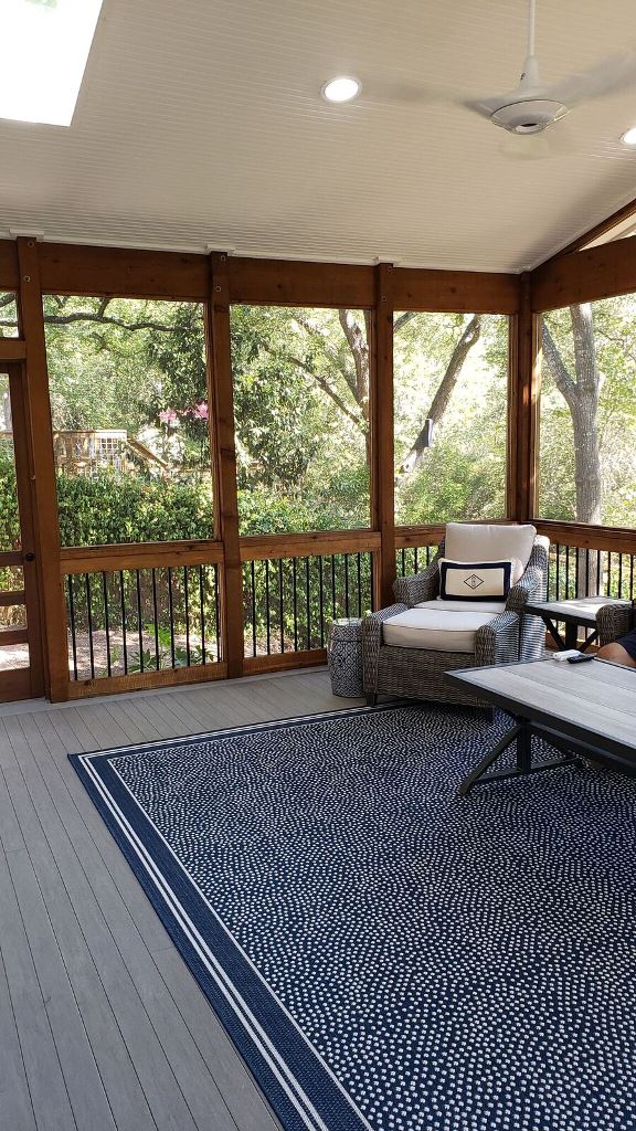 inside of screened porch in Austin, TX