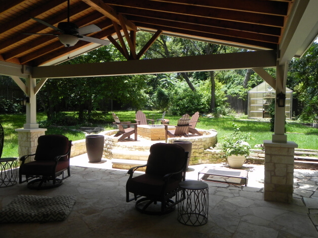 Covered patio and firepit
