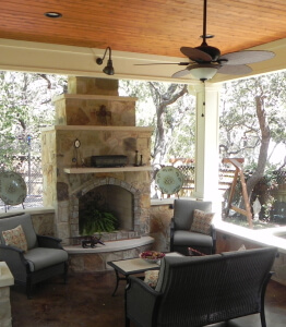 Fire place and covered patio