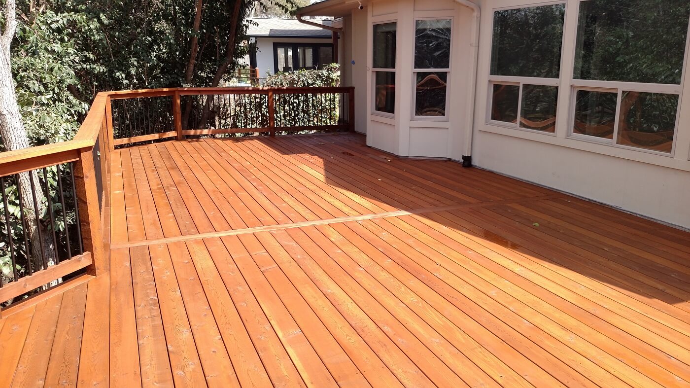 Wood deck with railing