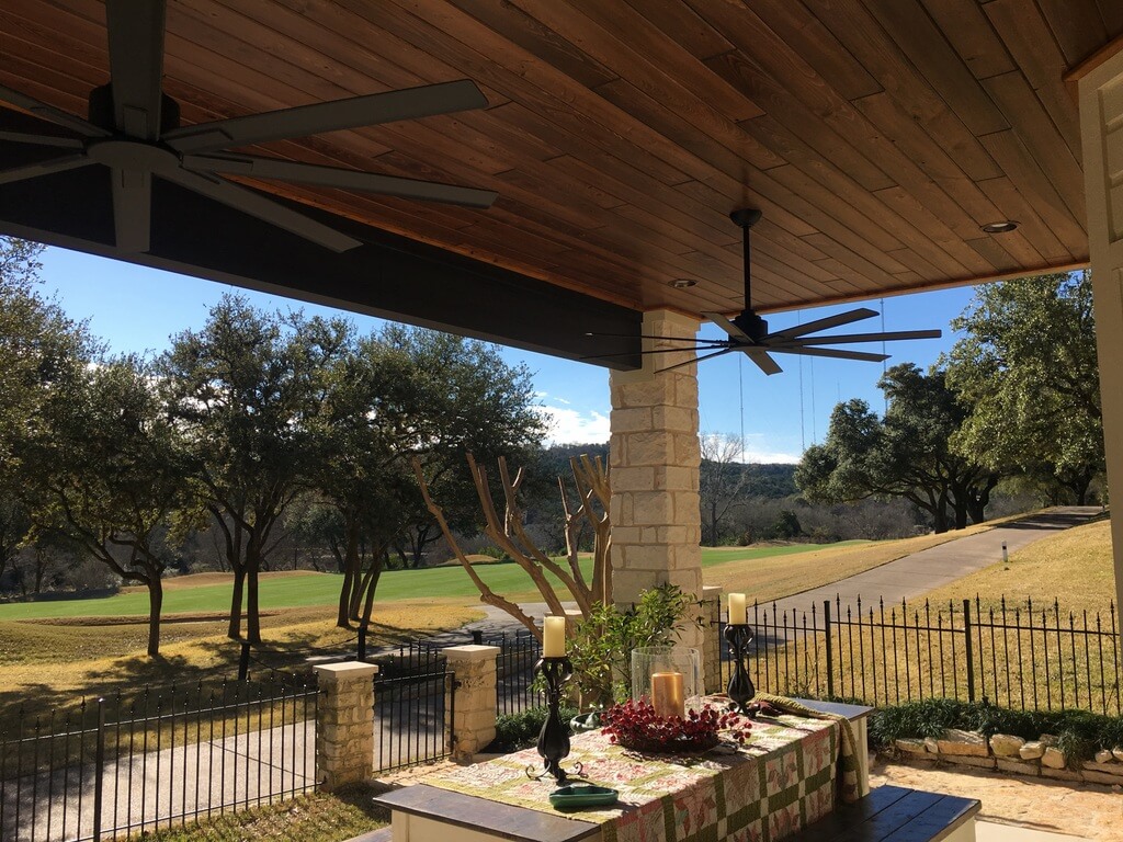 Dining area on covered patio