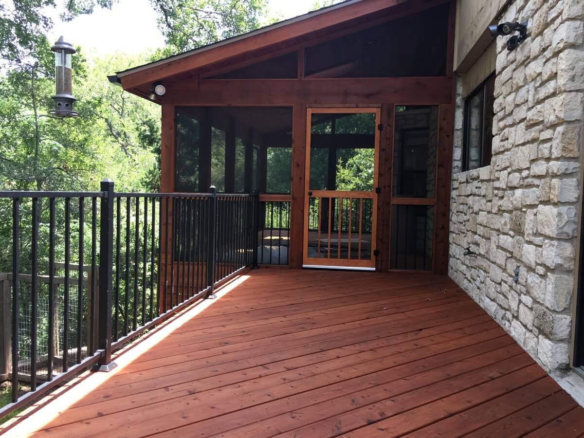 Wood deck and screened porch