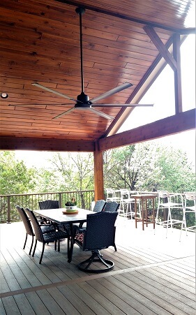 Covered porch and deck with dining area