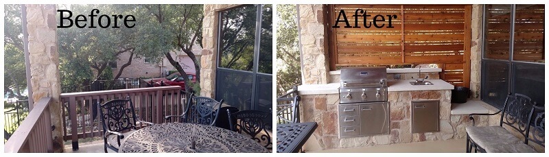 Before and after outdoor kitchen