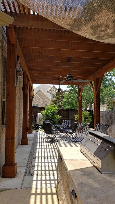 Side view of completed pergola
