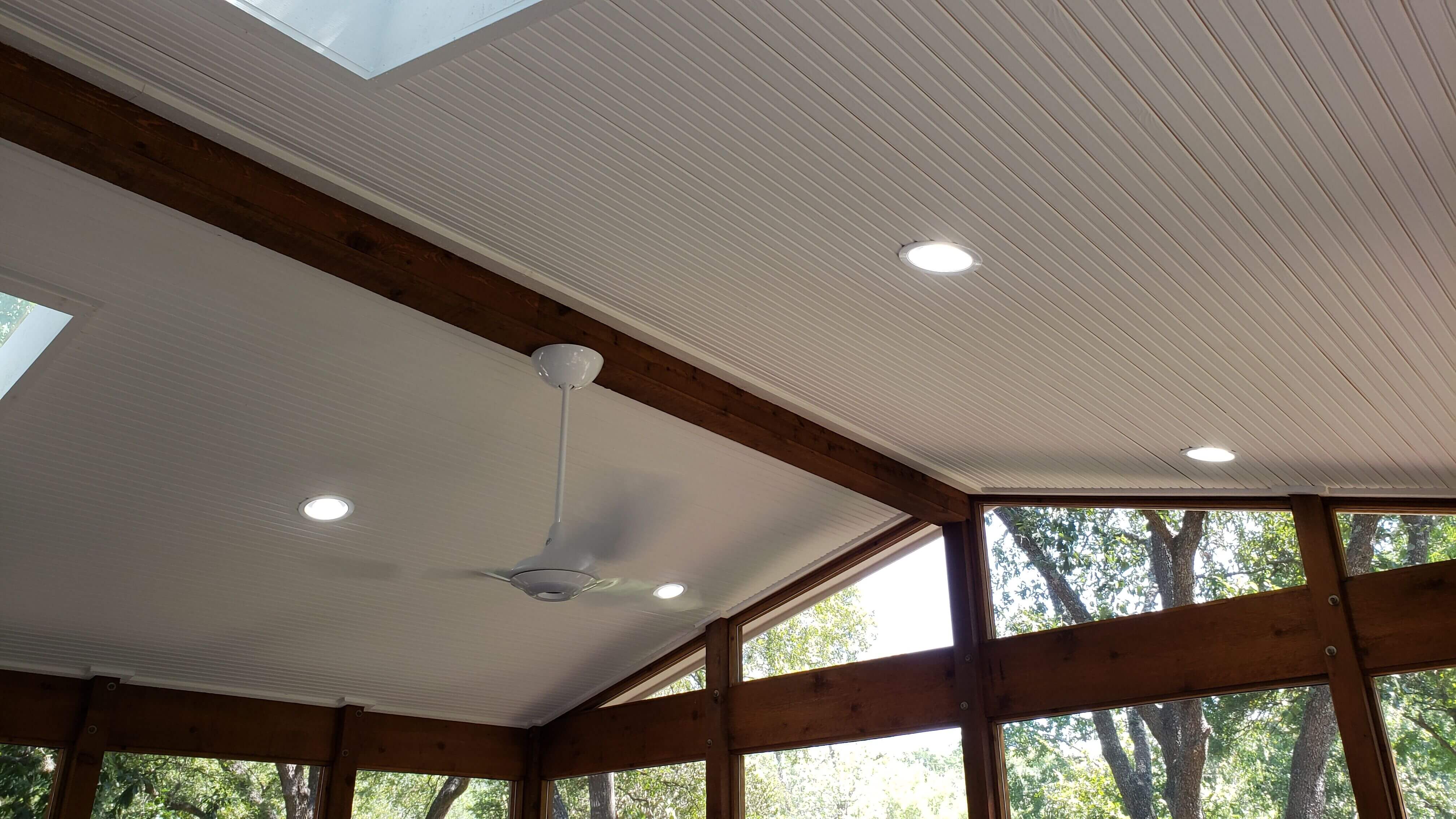 Lighting on screened porch ceiling