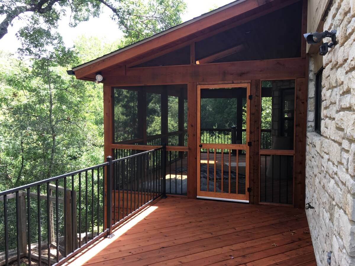 Wood deck and screened porch