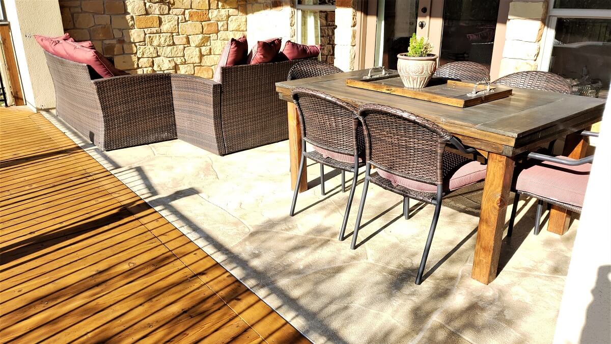 Patio flooring and seating area
