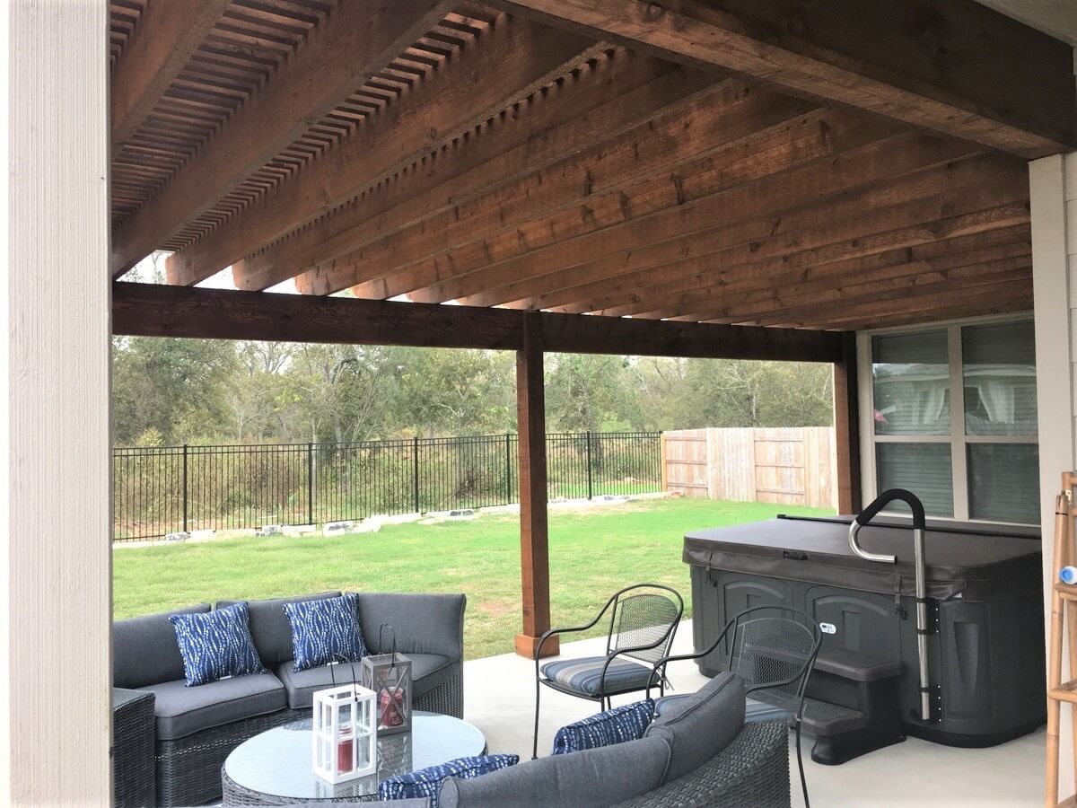 Seating area on covered patio
