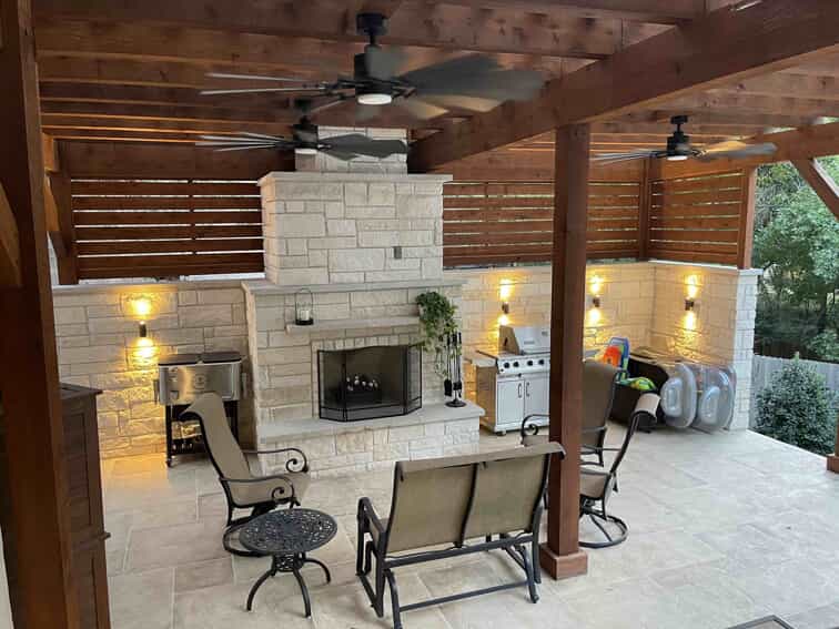Austin Covered Patio With Fireplace 