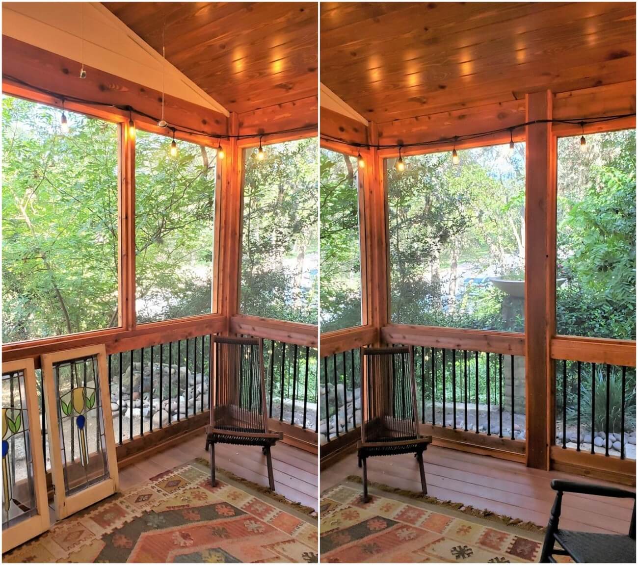 New screened porch interior view