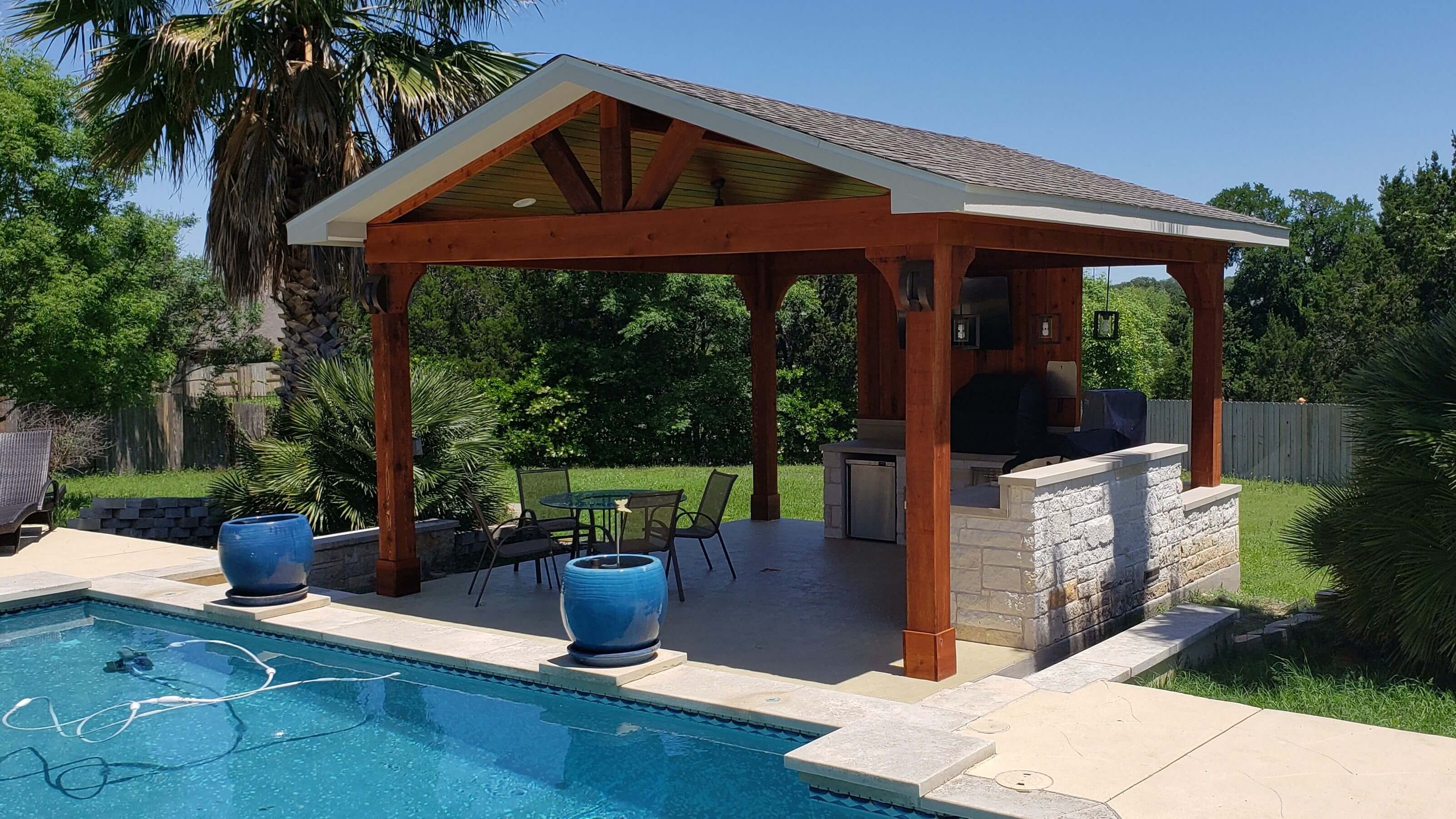 New freestanding poolside patio cover