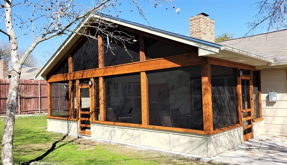 Exterior view of backyard screened porch